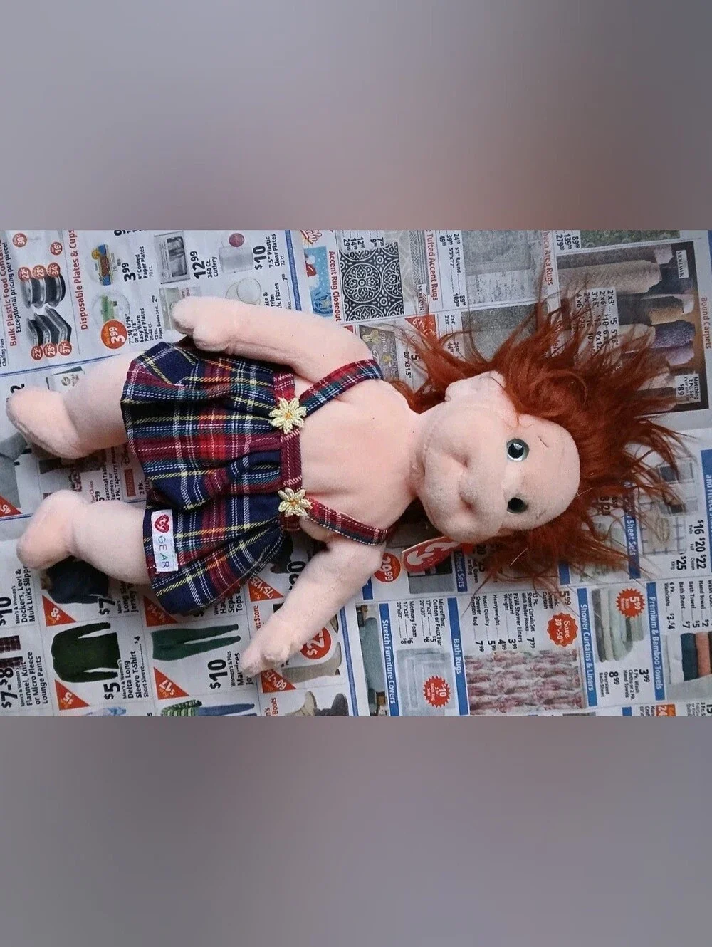 Plush Doll in Red Plaid Dress - Kids Toy
